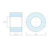 Plan coté 5 mm, Entretoise lisse plastique polycarbonate gris Ø4,5x8mm pour vis M4