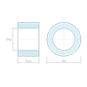Plan coté 5 mm, Entretoise lisse plastique polyamide PA6 renforcé fibre de verre Ø5,2x8mm pour vis M5