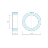 Plan coté 2 mm, Entretoise lisse plastique polyamide PA6 renforcé fibre de verre Ø5x7mm pour vis M5