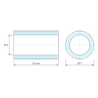 Plan coté 11 mm, Entretoise lisse plastique polyamide PA6 renforcé fibre de verre Ø5x7mm pour vis M5