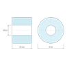 Plan coté 12 mm, Entretoise lisse plastique polyamide PA6 renforcé fibre de verre Ø6,2x16mm pour vis M6