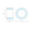Plan coté 6,5 mm, Entretoise lisse plastique polyamide PA6 renforcé fibre de verre blanc Ø8,2x12mm pour vis M8