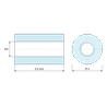Plan coté 6,5 mm, Entretoise ronde filetée femelle/femelle plastique polyamide PA6 renforcé fibre de verre M2 - Ø4 mm
