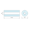 Plan coté 13 mm, Entretoise ronde filetée femelle/femelle plastique polyamide PA6.6 renforcé fibre de verre brun M2 - Ø5 mm