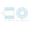Plan coté 4 mm, Entretoise ronde filetée femelle/femelle plastique polyamide PA6 renforcé fibre de verre blanc UL94-V2 M2,5 - Ø5 mm