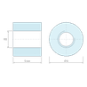 Plan coté 5 mm, Entretoise ronde filetée femelle/femelle plastique polyacétal POM blanc UL94-HB M3 - Ø6 mm