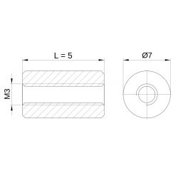 [decl 5mm] Entretoise ronde filetée femelle/femelle plastique polyamide renforcé M3 - Ø7 mm