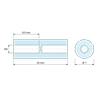 Plan coté 20 mm, Entretoise ronde filetée femelle/femelle plastique polyamide PA6 renforcé fibre de verre UL94-HB M3 - Ø7 mm