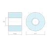 Plan coté 5 mm, Entretoise ronde filetée femelle/femelle plastique polyamide PA6.6 renforcé fibre de verre brun M3 - Ø7 mm