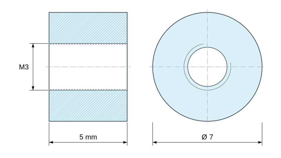 Plan coté Entretoise ronde filetée femelle/femelle plastique polyamide PA6.6 renforcé fibre de verre brun M3 - Ø7 mm Plan coté Entretoise ronde filetée femelle/femelle plastique polyamide PA6.6 renforcé fibre de verre brun M3 - Ø7 mm