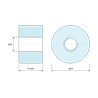 Plan coté 5 mm, Entretoise ronde filetée femelle/femelle plastique polyamide PA6 renforcé fibre de verre UL94-V2 M3 - Ø8 mm