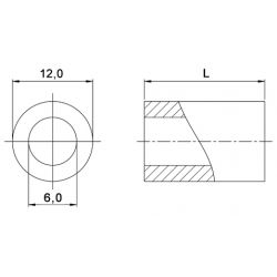 Entretoise lisse aluminium Ø6x12mm pour vis M6