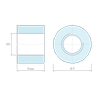 Plan coté 5 mm, Entretoise ronde filetée femelle/femelle plastique polyamide PA6 renforcé fibre de verre M4 - Ø7 mm