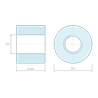 Plan coté 6 mm, Entretoise ronde filetée femelle/femelle plastique polyamide PA6 renforcé fibre de verre noir M4 - Ø8 mm