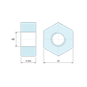 Plan coté 5 mm, Entretoise hexagonale filetée femelle/femelle plastique polyamide PA6 renforcé fibre de verre M5 - 10 mm sur plats