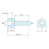 Plan coté 4 mm / 8 mm, Entretoise hexagonale filetée mâle/femelle plastique polyamide PA6.6 M2,5 - 5 mm sur plats