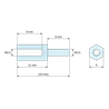 Plan coté 11 mm / 8 mm, Entretoise hexagonale filetée mâle/femelle plastique polyamide PA6.6 M2,5 - 5 mm sur plats