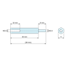 Plan coté 30 mm / 8 mm, Entretoise hexagonale filetée mâle/femelle plastique polyamide PA6.6 M2,5 - 5 mm sur plats