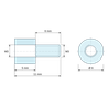 Plan coté 5 mm / 6 mm, Entretoise ronde filetée mâle/femelle plastique polyamide PA6.6 M3 - Ø6 mm