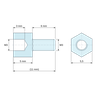 Plan coté 5 mm / 6 mm, Entretoise hexagonale filetée mâle/femelle plastique polyamide PA6.6 noir UL94-HB M3 - 5,5 mm sur plats