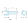 Plan coté 5 mm / 8 mm, Entretoise hexagonale filetée mâle/femelle plastique polyamide PA6.6 noir UL94-HB M3 - 5,5 mm sur plats