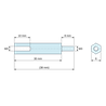 Plan coté 30 mm / 8 mm, Entretoise hexagonale filetée mâle/femelle plastique polyamide PA6.6 UL94-HB M3 - 6 mm sur plats