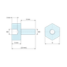 Plan coté 5 mm / 8 mm, Entretoise hexagonale filetée mâle/femelle plastique polyamide PA6.6 M3 - 8 mm sur plats