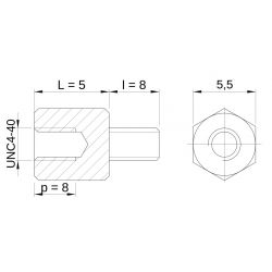 [decl 5mm / 8 mm] Entretoise hexagonale filetée mâle/femelle plastique polyamide PA6.6 UNC4-40 - 5,5 mm sur plats