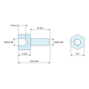 Plan coté 5 mm / 8 mm, Entretoise hexagonale filetée mâle/femelle plastique polyamide PA6.6 UL94-V2 UNC4-40 - 5,5 mm sur plats