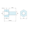 Plan coté 4 mm / 6 mm, Entretoise hexagonale filetée mâle/femelle laiton nickelé au plomb M3 - 5,5 mm sur plats