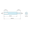 Plan coté 30 mm / 8 mm, Entretoise hexagonale filetée mâle/femelle laiton nickelé au plomb M3 - 5,5 mm sur plats