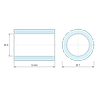 Plan coté 9 mm, Entretoise lisse aluminium Ø5x7mm pour vis M5