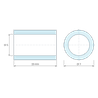 Plan coté 10 mm, Entretoise lisse aluminium Ø5x7mm pour vis M5