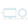 Plan coté 20 mm, Entretoise lisse acier inoxydable Ø11x15mm pour vis M10