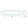 Plan coté 50 mm, Entretoise lisse acier inoxydable Ø11x15mm pour vis M10