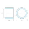 Plan coté 6 mm, Entretoise lisse acier inoxydable Ø6x8mm pour vis M6