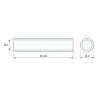 Plan coté 35 mm, Entretoise lisse acier inoxydable Ø6x8mm pour vis M6