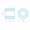 Plan coté 7 mm, Entretoise lisse plastique polyamide PA6 renforcé fibre de verre Ø3,5x8mm pour vis M3