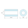 Plan coté 15 mm, Entretoise lisse plastique polyamide PA6 renforcé fibre de verre noir Ø4,2x8mm pour vis M4