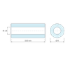 Plan coté 19,5 mm, Entretoise lisse plastique polyamide PA6 renforcé fibre de verre noir Ø4,2x8mm pour vis M4