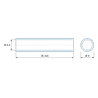 Plan coté 35 mm, Entretoise lisse acier inoxydable Ø6,4x8mm pour vis M6