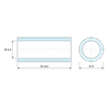 Plan coté 20 mm, Entretoise lisse acier inoxydable Ø6,6x9mm pour vis M6