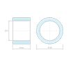 Plan coté 8 mm, Entretoise lisse acier inoxydable Ø9x12mm pour vis M8