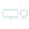 Plan coté 20 mm, Entretoise lisse acier inoxydable Ø9x12mm pour vis M8