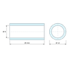 Plan coté 25 mm, Entretoise lisse acier inoxydable Ø9x12mm pour vis M8