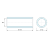 Plan coté 30 mm, Entretoise lisse acier inoxydable Ø9x12mm pour vis M8