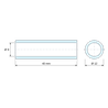 Plan coté 40 mm, Entretoise lisse acier inoxydable Ø9x12mm pour vis M8