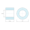 Plan coté 5 mm, Entretoise lisse aluminium Ø4,2x7mm pour vis M4