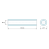 Plan coté 30 mm, Entretoise lisse aluminium Ø4,2x7mm pour vis M4