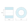 Plan coté 3 mm, Entretoise lisse laiton nickelé Ø2,2x4mm pour vis M2